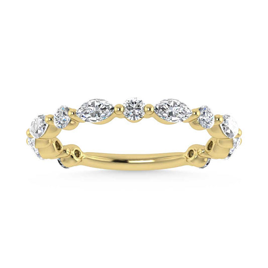 14K Yellow Gold Lab Grown Diamond 1 Ct.Tw. Marquise and Round Stackable Band