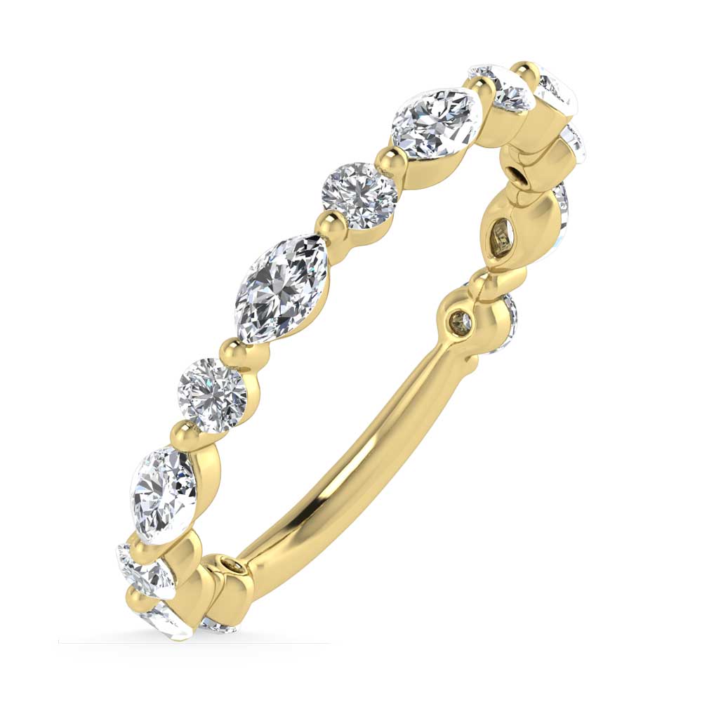 14K Yellow Gold Lab Grown Diamond 1 Ct.Tw. Marquise and Round Stackable Band