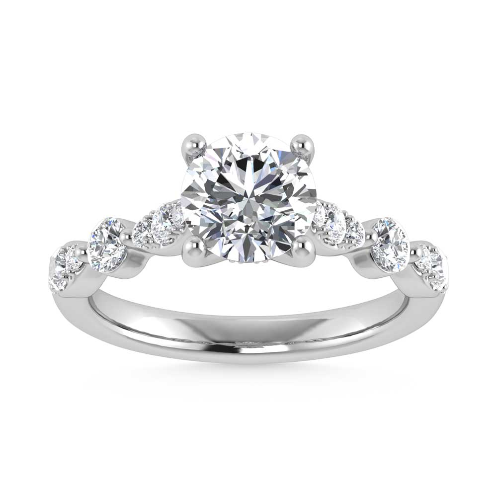 14K White Gold Lab Grown Diamond 2 1/2 Ct.Tw. Engagement Ring (Center Round 2ct)