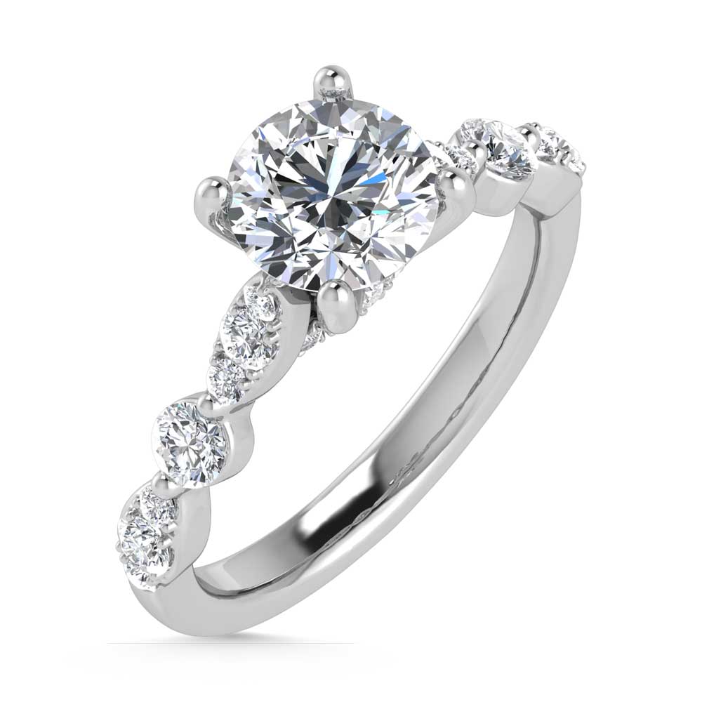 14K White Gold Lab Grown Diamond 2 1/2 Ct.Tw. Engagement Ring (Center Round 2ct)