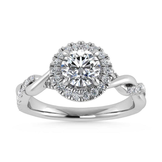 14K White Gold Lab Grown Diamond 1 1/4 Ct.Tw. Engagement Ring (Center Round 1ct)