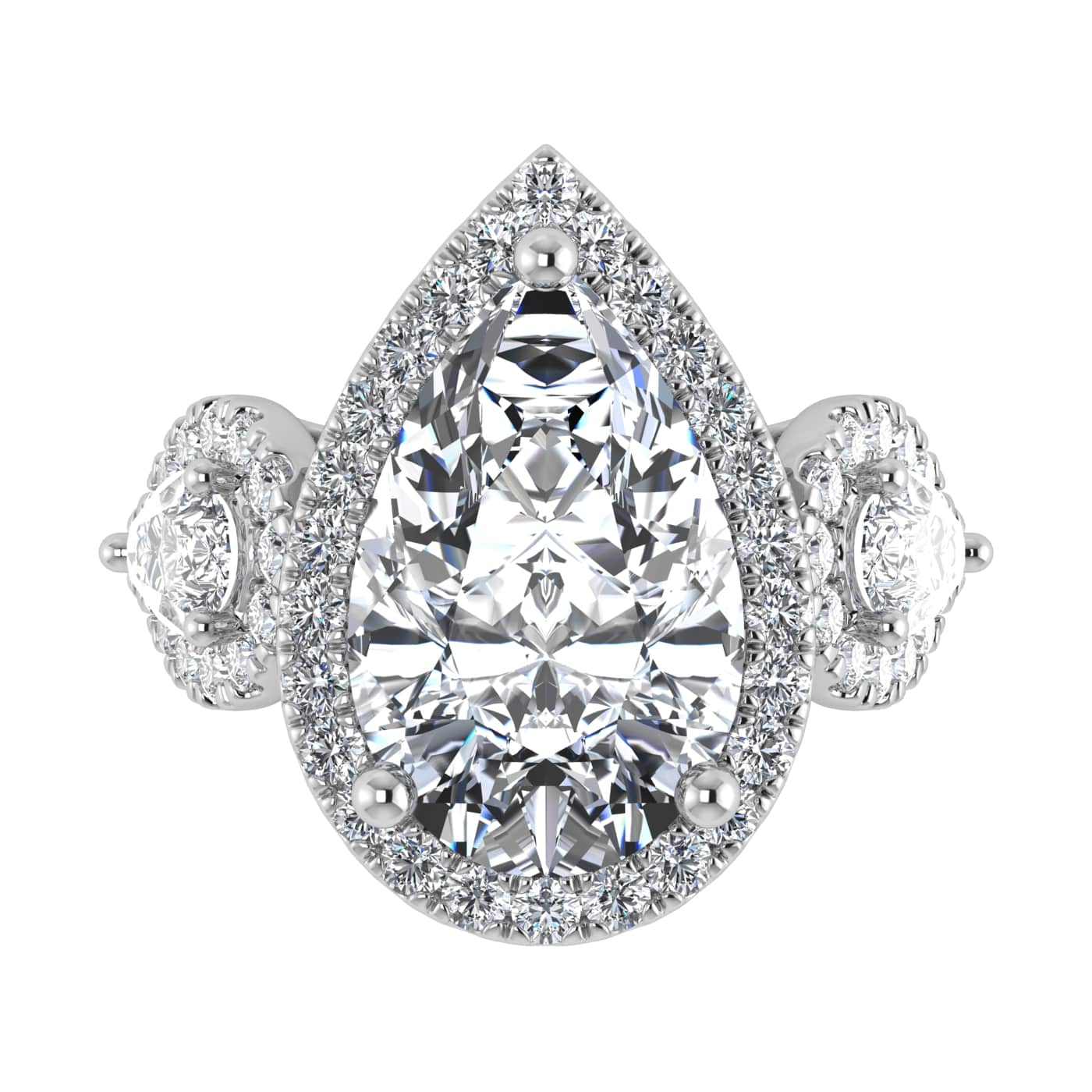 14K White Gold Lab Grown Diamond 5 1/4 Ct.Tw. Engagement Ring (Center Pear)