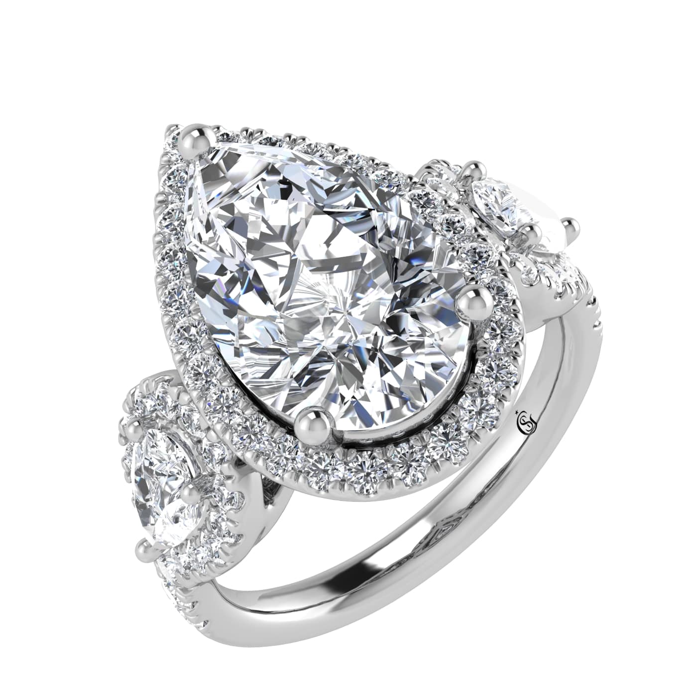 14K White Gold Lab Grown Diamond 5 1/4 Ct.Tw. Engagement Ring (Center Pear)