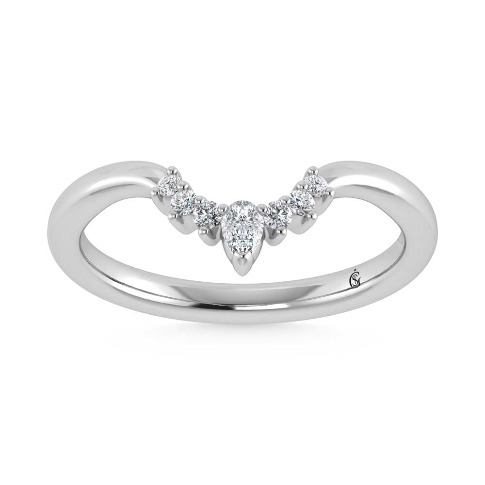 14K White Gold Lab Grown Diamond 1/10 Ct.Tw. Chevron Band