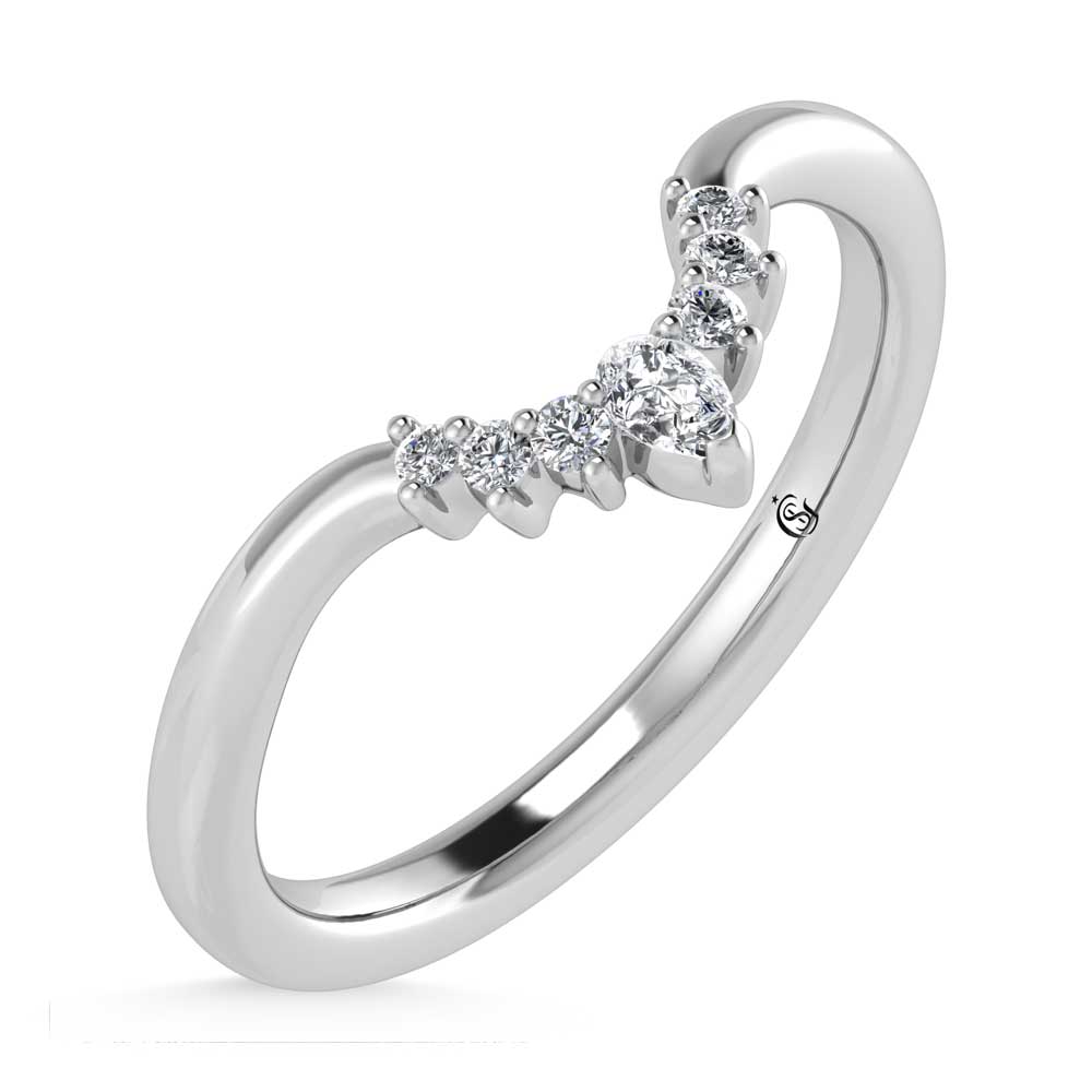 14K White Gold Lab Grown Diamond 1/10 Ct.Tw. Chevron Band