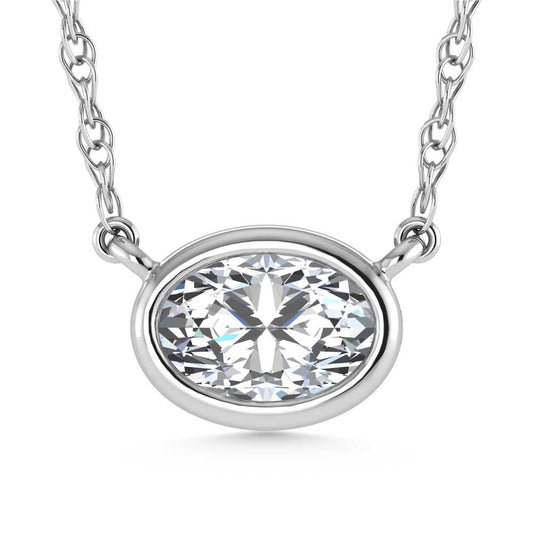 14K White Gold Lab Grown Diamond 1/2 Ct.Tw. Oval Shape Solitaire Necklace - 16 inches