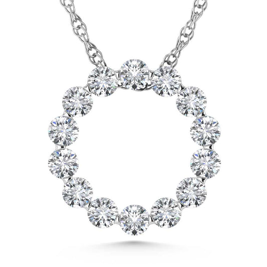 14K White Gold Lab Grown Diamond 1 Ct.Tw. Circle Pendant