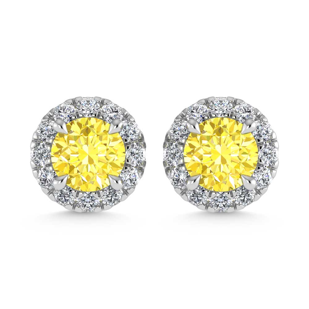 14K White Gold  2 3/4 Ct.Tw. White and Yellow Lab Grown Diamond IGI Certified Stud Earrings