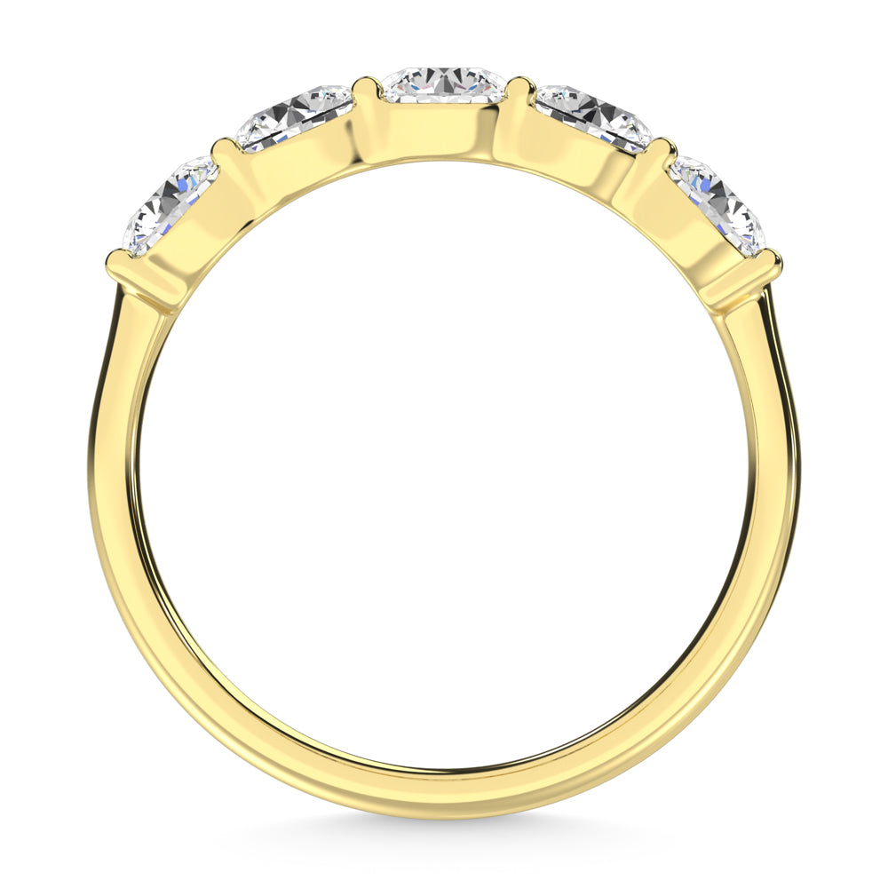 14K Yellow Gold Lab Grown Diamond 1 1/2 Ct.Tw. 5 Stone Ladies Band