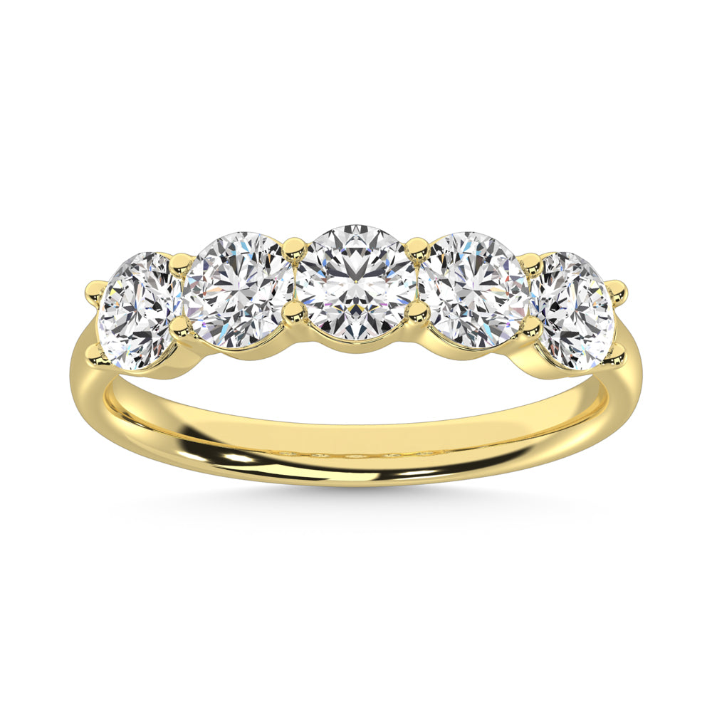 14K Yellow Gold Lab Grown Diamond 1 Ct.Tw. 5 Stone Ladies Band