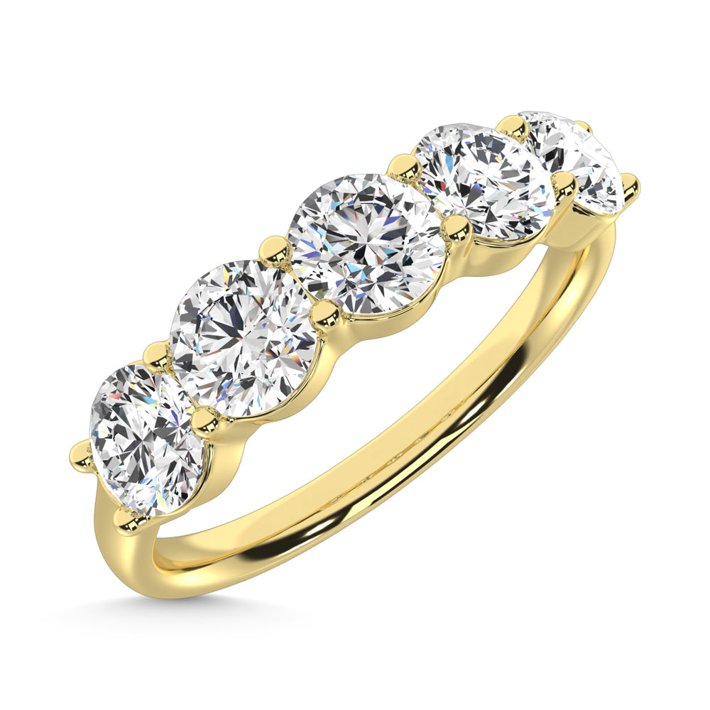 14K Yellow Gold Lab Grown Diamond 1 Ct.Tw. 5 Stone Ladies Band