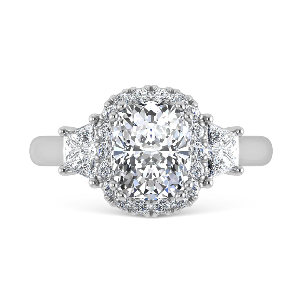 14K White Gold Lab Grown Diamond 3 Ct.Tw. Engagement Ring (Center Cushion)