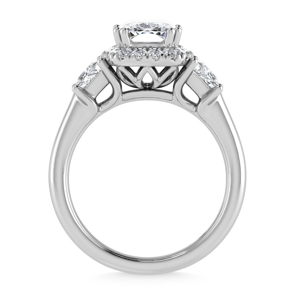 14K White Gold Lab Grown Diamond 3 Ct.Tw. Engagement Ring (Center Cushion)
