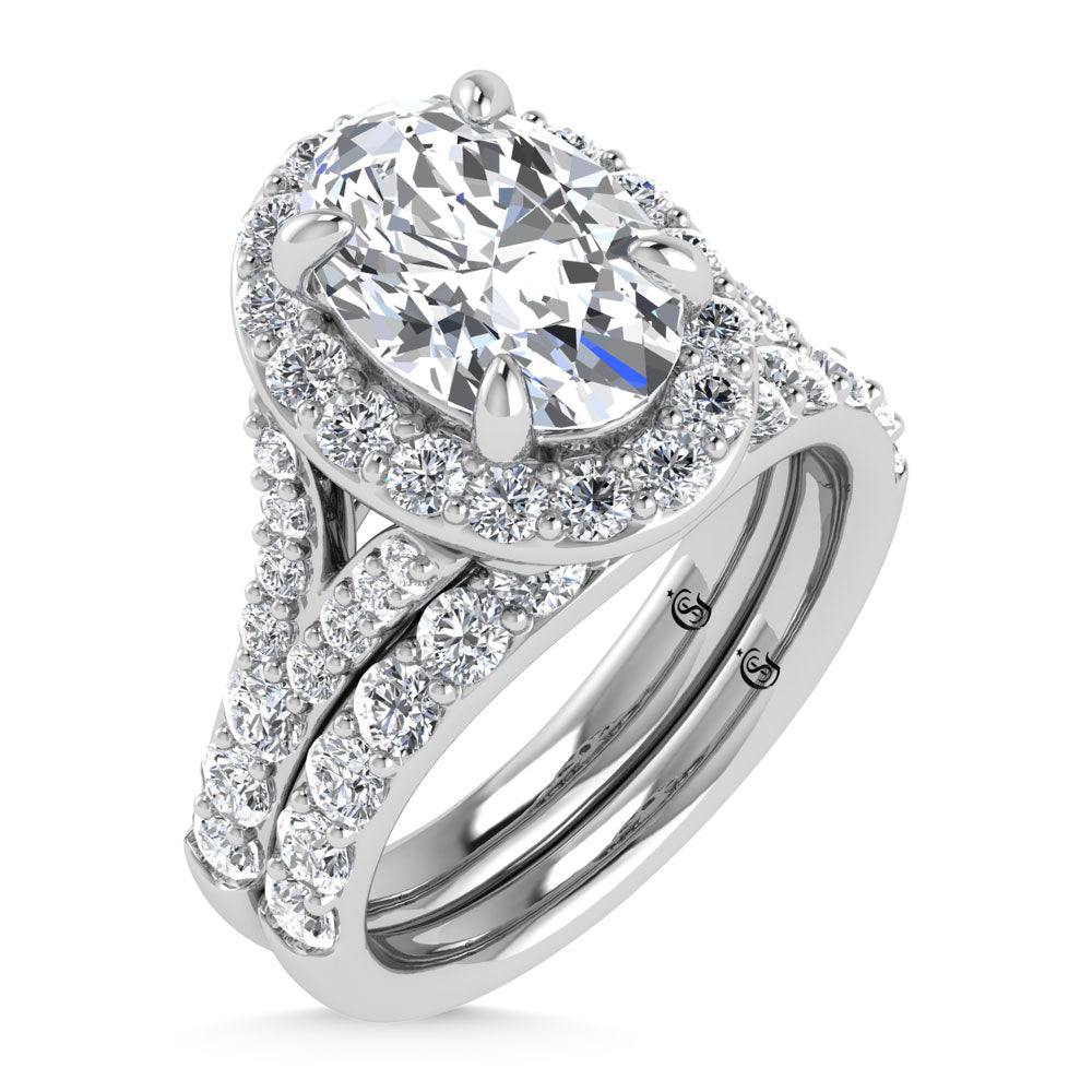 14K White Gold 4 7/8 Ct.Tw. Labgrown Diamond Bridal Ring (Center Oval)