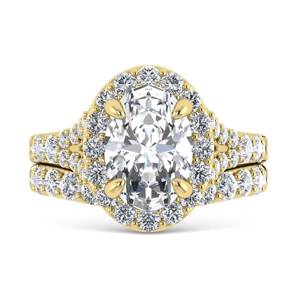 14K Yellow Gold 4 7/8 Ct.Tw. Labgrown Diamond Bridal Ring (Center Oval)