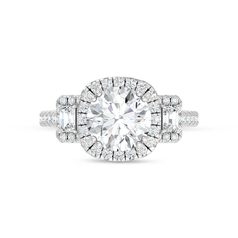14K White Gold 2 3/4 Ct.Tw. Round Center Labgrown Diamond Engagement Ring (Center 2 ctw)