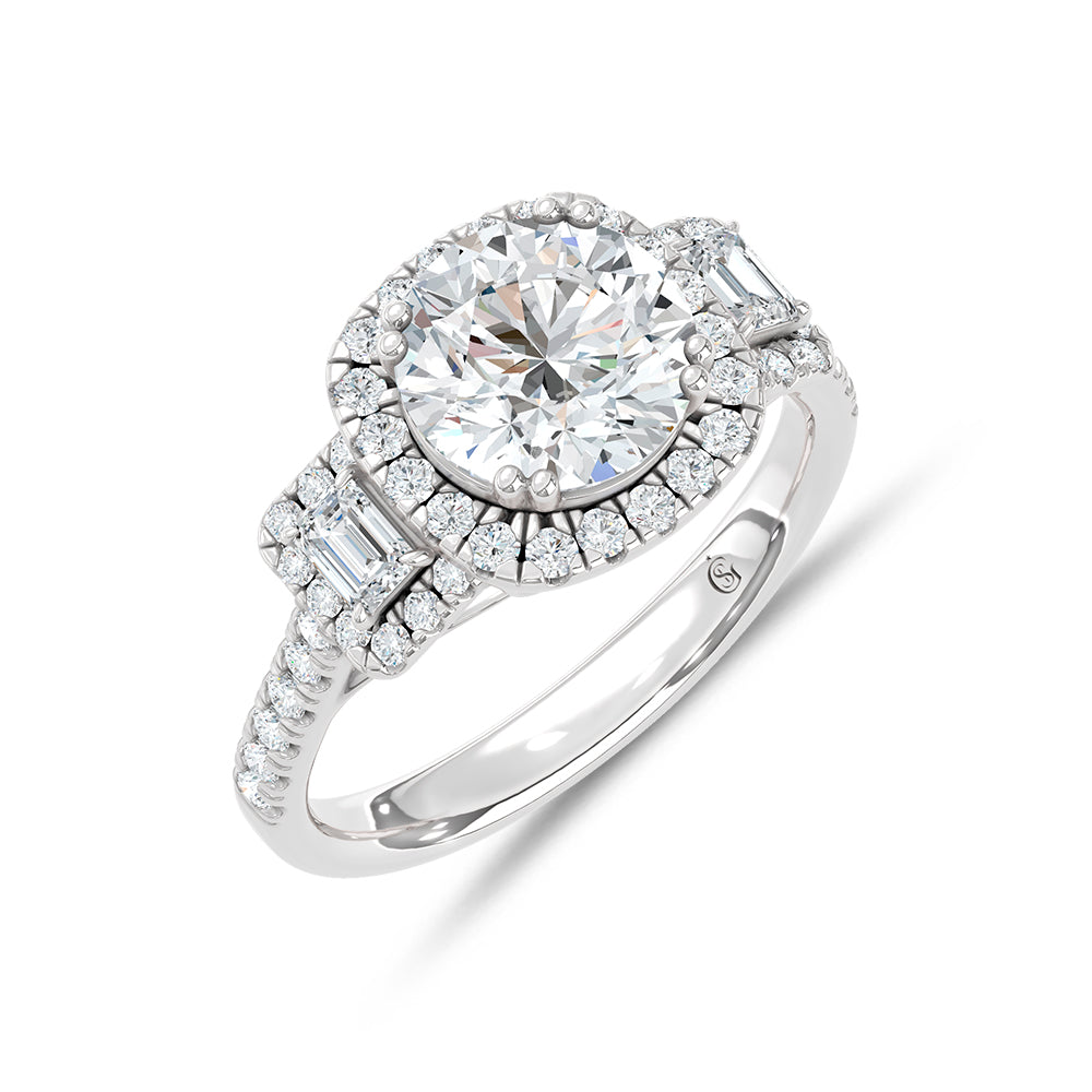 14K White Gold 2 3/4 Ct.Tw. Round Center Labgrown Diamond Engagement Ring (Center 2 ctw)