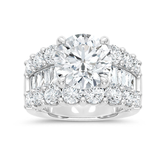 14K White Gold Lab Grown Diamond 8 3/4 Ct.Tw. Engagement Ring (Round 5ct Center)