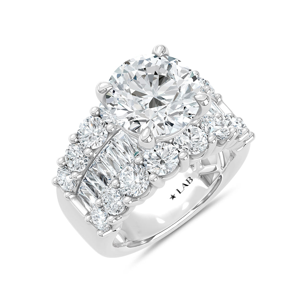 14K White Gold Lab Grown Diamond 8 3/4 Ct.Tw. Engagement Ring (Round 5ct Center)