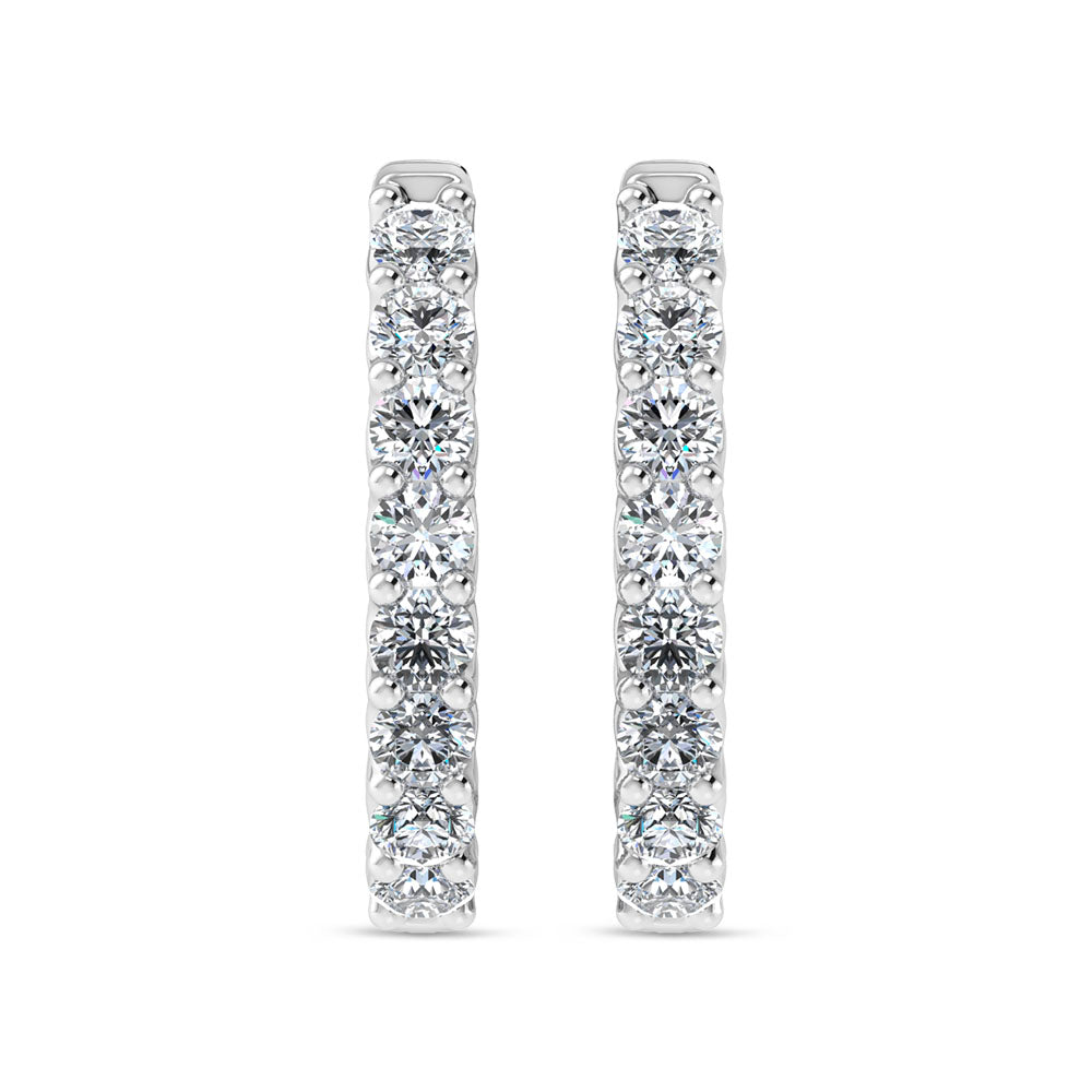 14K White Gold 2 Ct.Tw. Labgrown Diamond In and Our Hoop Earrings