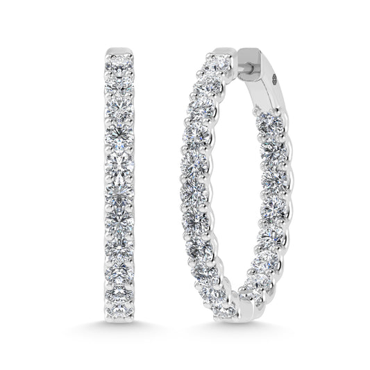14K White Gold 3 Ct.Tw. Labgrown Diamond In and Our Hoop Earrings