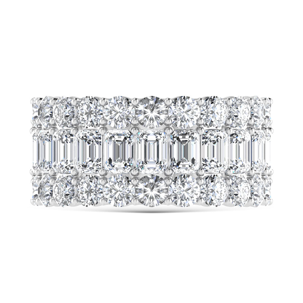 14K White Gold 4 Ct.Tw. Labgrown Diamond Round and Emerald Cut Fashion Band