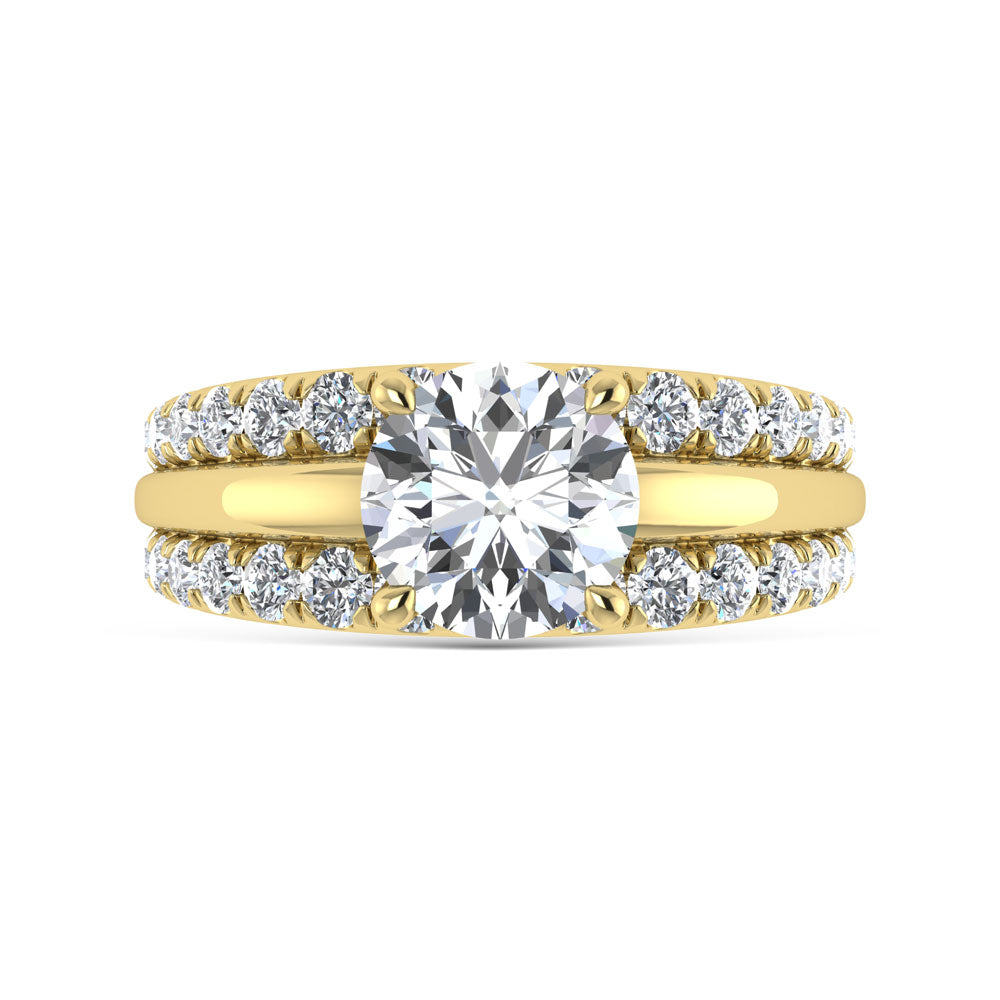 14K Yellow Gold 3 Ct.Tw. Labgrown Diamond Round Shape Engagement Ring
