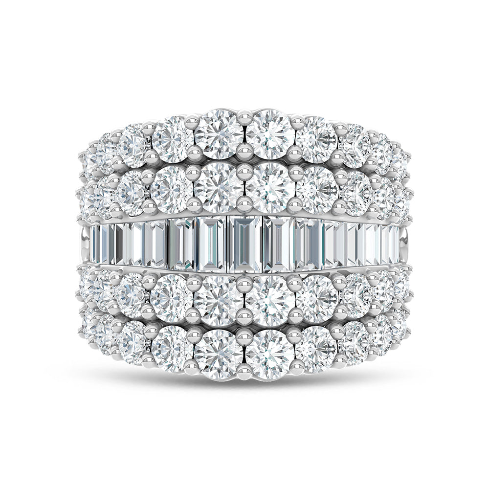 14K White Gold Lab Grown Diamond 4 Ct.Tw. Round and Baguette Fashion Ring