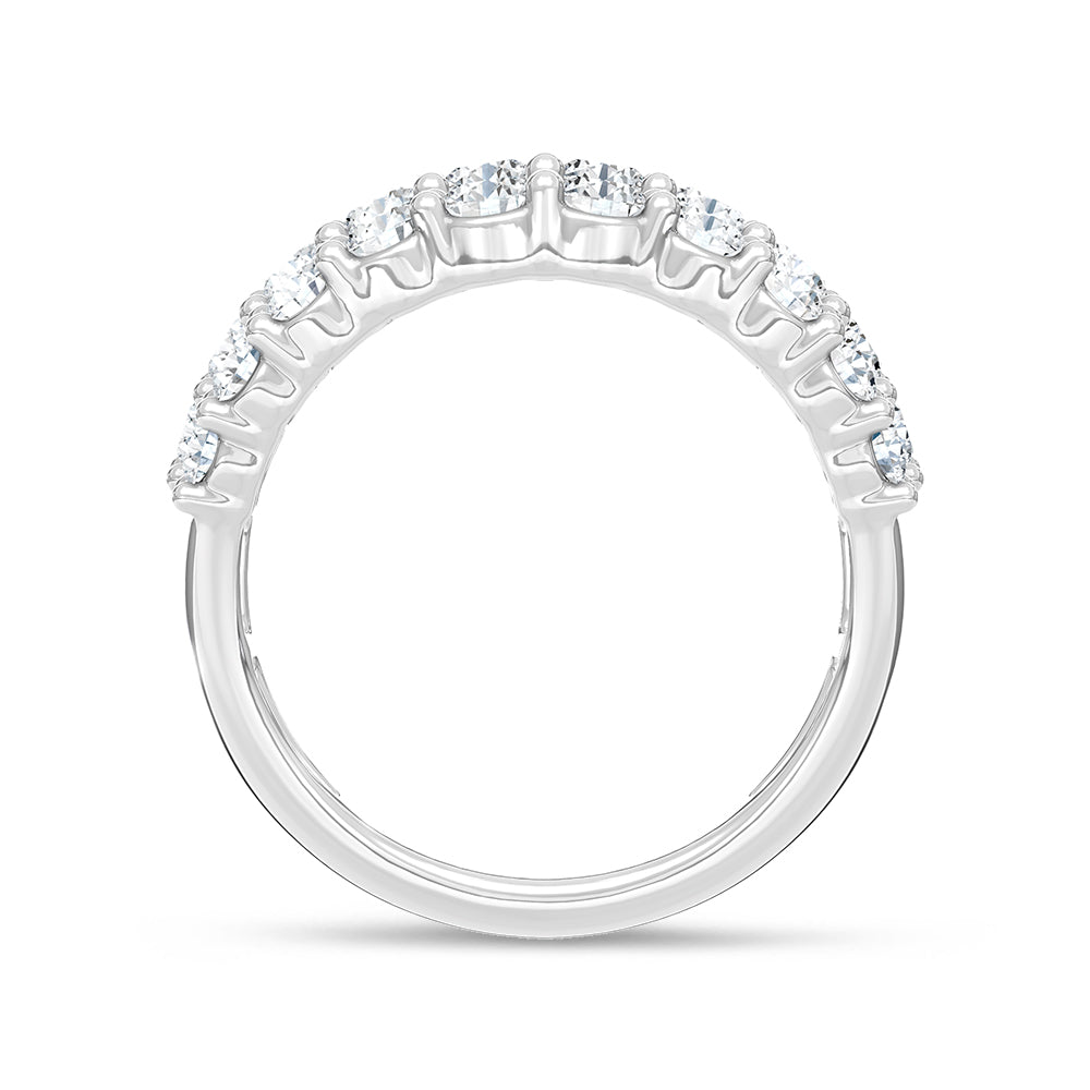 14K White Gold Lab Grown Diamond 4 Ct.Tw. Round and Baguette Fashion Ring