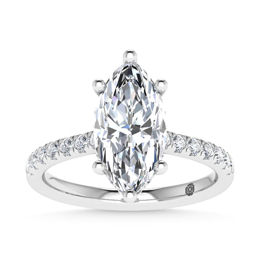 14K White Gold 2 3/8 Ct.Tw. Labgrown Diamond Marquise Shape Engagement Ring