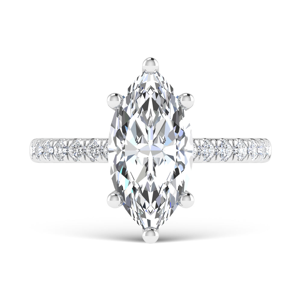 14K White Gold 2 3/8 Ct.Tw. Labgrown Diamond Marquise Shape Engagement Ring