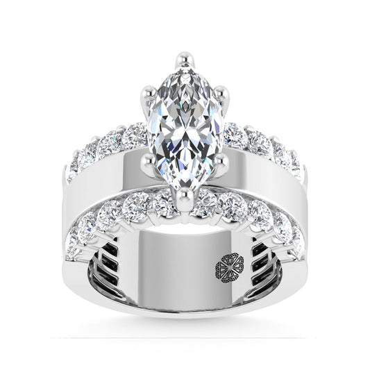 14K White Gold 3 1/2 Ct.Tw. Labgrown Diamond Marquise Shape Engagement Ring (IGI CERTIFIED CENTER)
