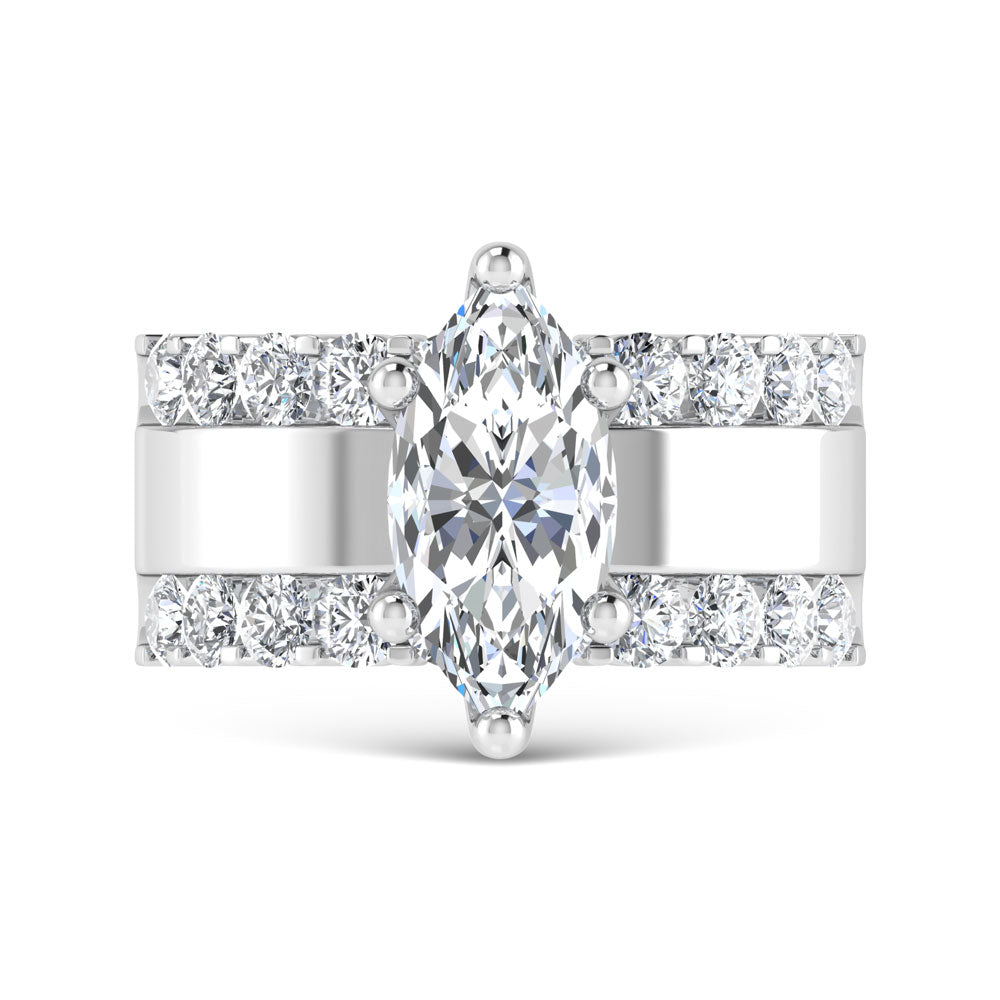14K White Gold 3 1/2 Ct.Tw. Labgrown Diamond Marquise Shape Engagement Ring (IGI CERTIFIED CENTER)