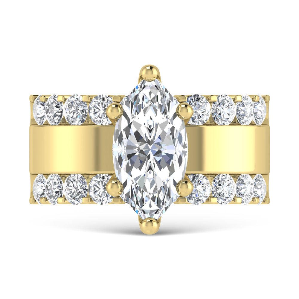 14K Yellow Gold 3 1/2 Ct.Tw. Labgrown Diamond Marquise Shape Engagement Ring (IGI CERTIFIED CENTER)