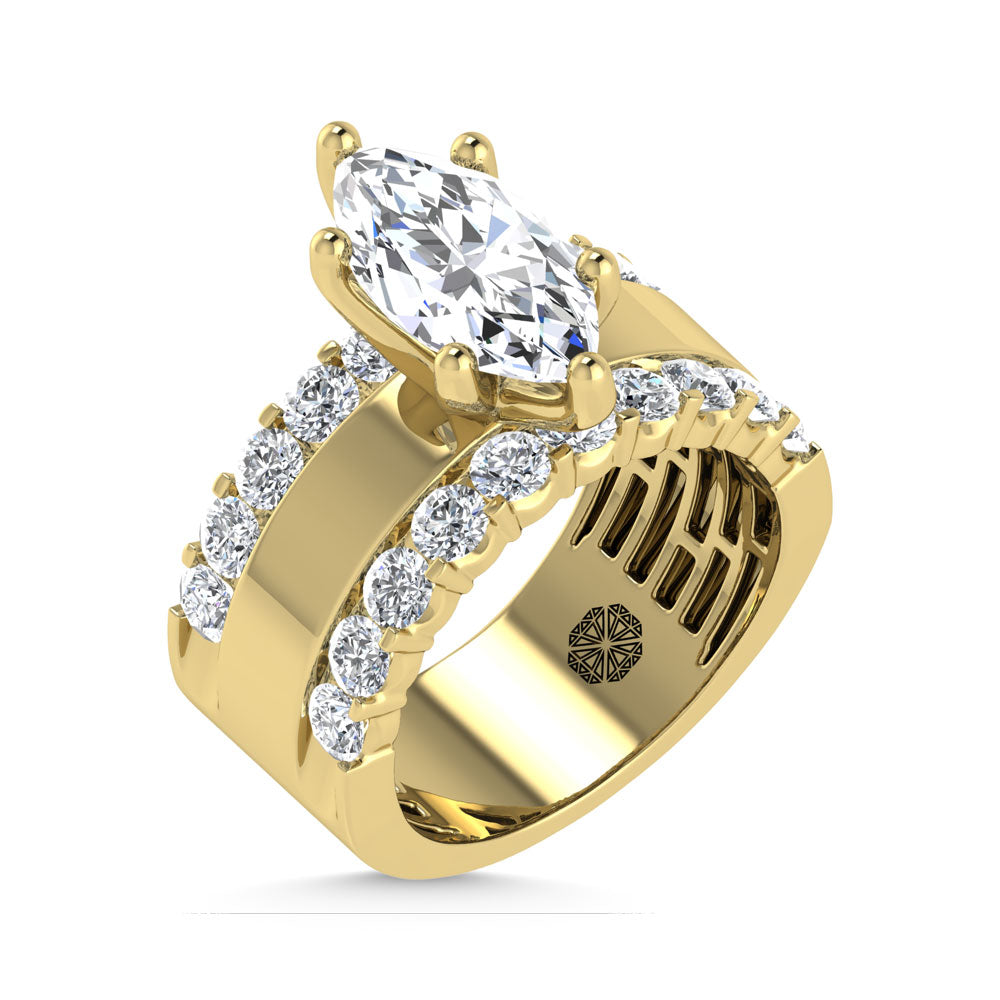 14K Yellow Gold 3 1/2 Ct.Tw. Labgrown Diamond Marquise Shape Engagement Ring (IGI CERTIFIED CENTER)