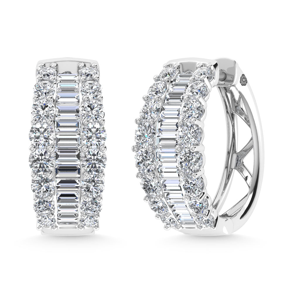 14K White Gold 4 Ct.Tw. Labgrown Diamond Oval Shape Hoop Earring