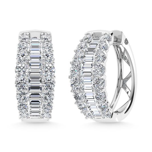14K White Gold 4 Ct.Tw. Labgrown Diamond Oval Shape Hoop Earring