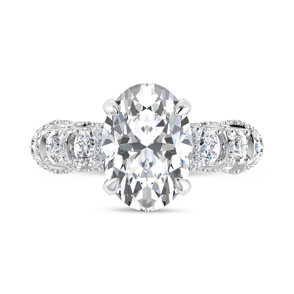 14K White Gold 7 Ct.Tw. Labgrown Diamond Engagement Ring (5ct Center)