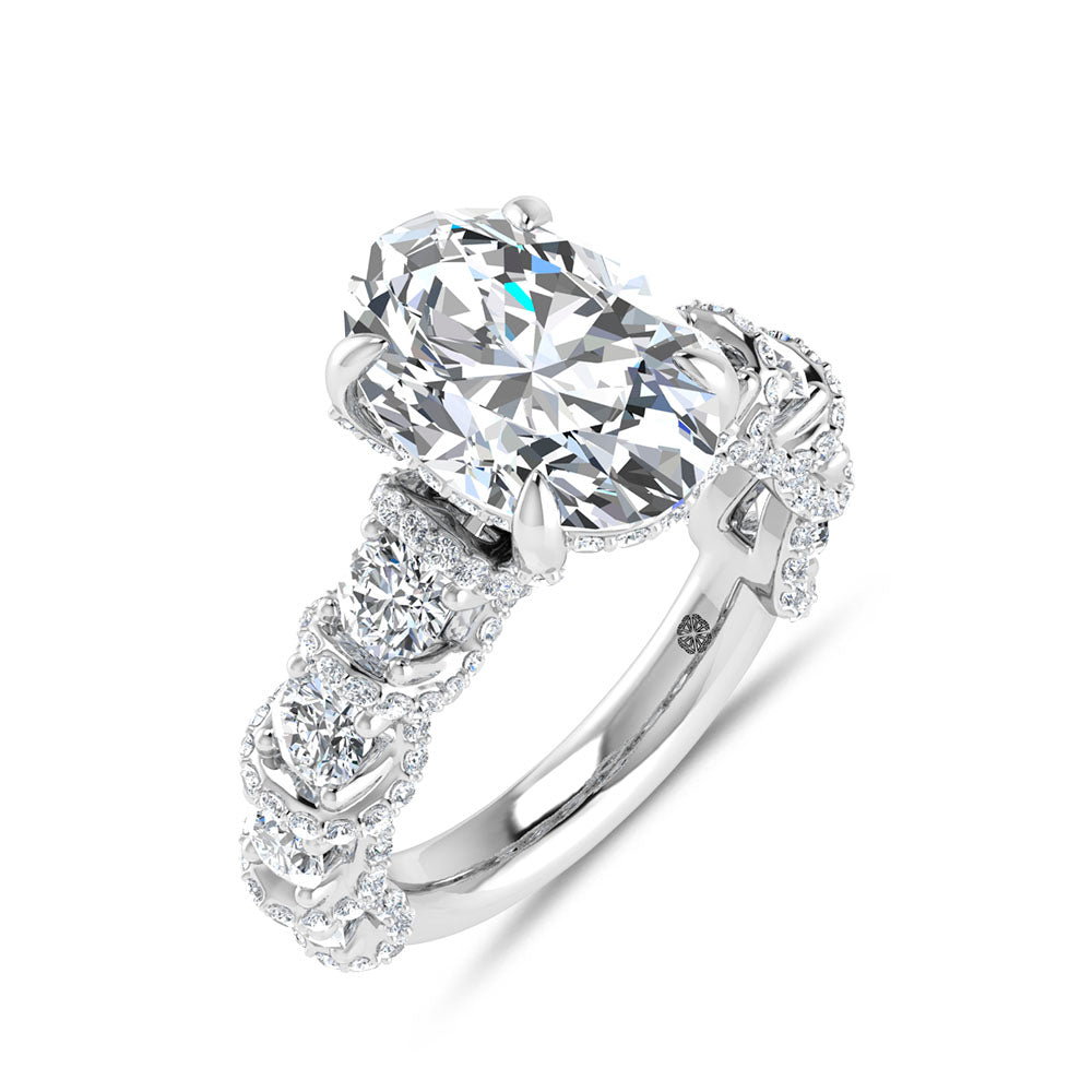 14K White Gold 7 Ct.Tw. Labgrown Diamond Engagement Ring (5ct Center)