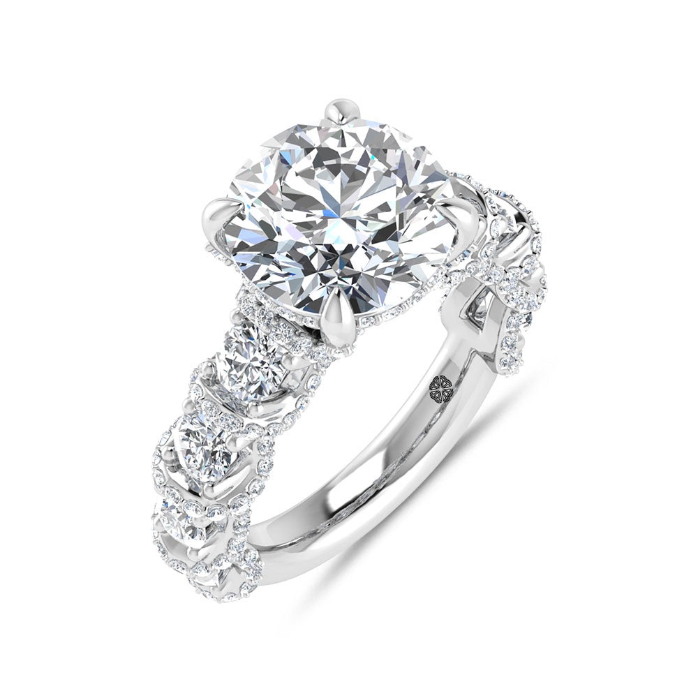 14K White Gold Lab Grown Diamond Round Shape 7 Ct.Tw. Engagement Ring (Center 5 ctw)