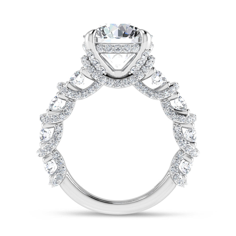 14K White Gold Lab Grown Diamond Round Shape 7 Ct.Tw. Engagement Ring (Center 5 ctw)