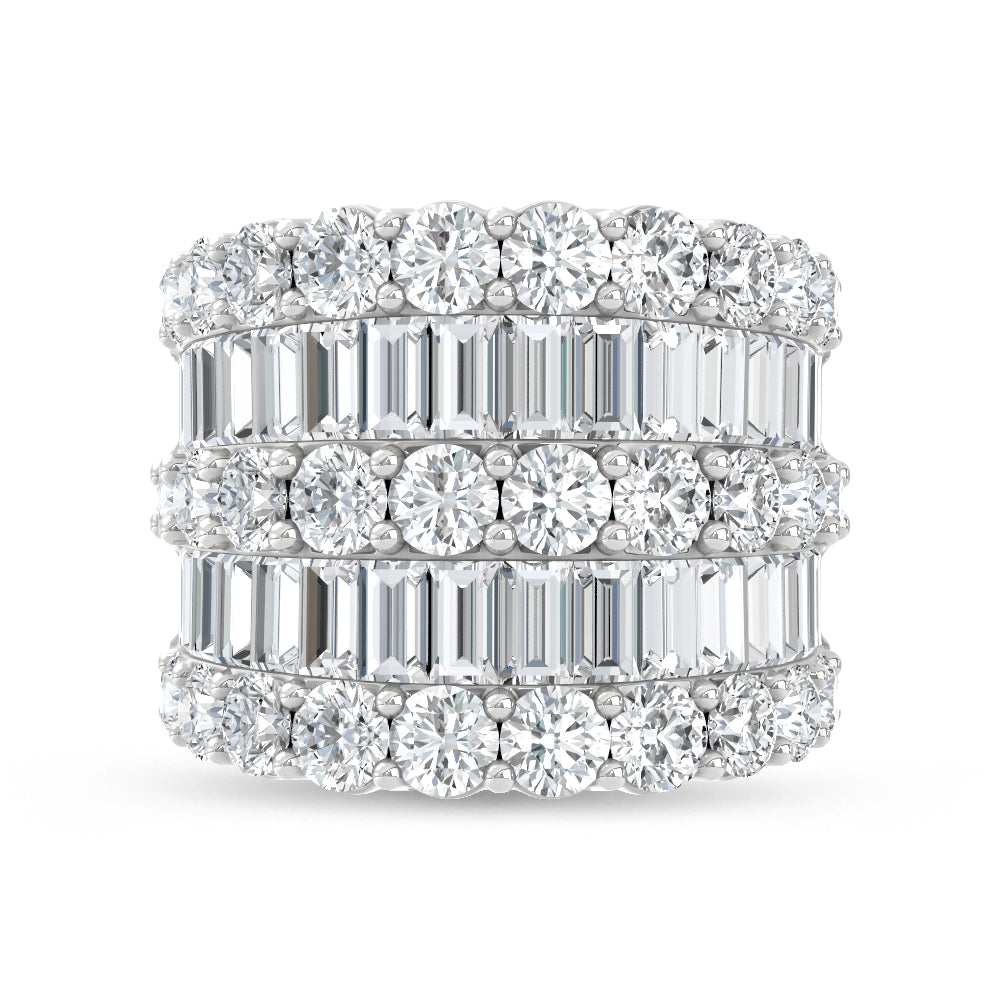14K White Gold Lab Grown Diamond  6 Ct.Tw. Round and Baguette Fashion Ring