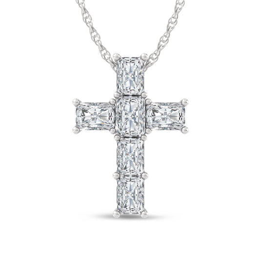 14K White Gold Lab Grown Diamond 1 Ct.Tw. Cross Pendant