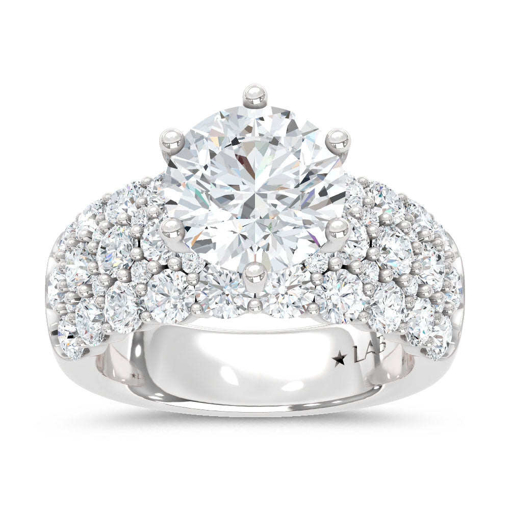 14K White Gold Lab Grown Diamond 5 1/2 Ct.Tw. Round Shape Engagement Ring ( Center 3 ctw)