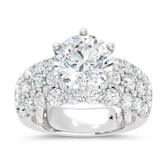 14K White Gold Lab Grown Diamond 5 1/2 Ct.Tw. Round Shape Engagement Ring ( Center 3 ctw)