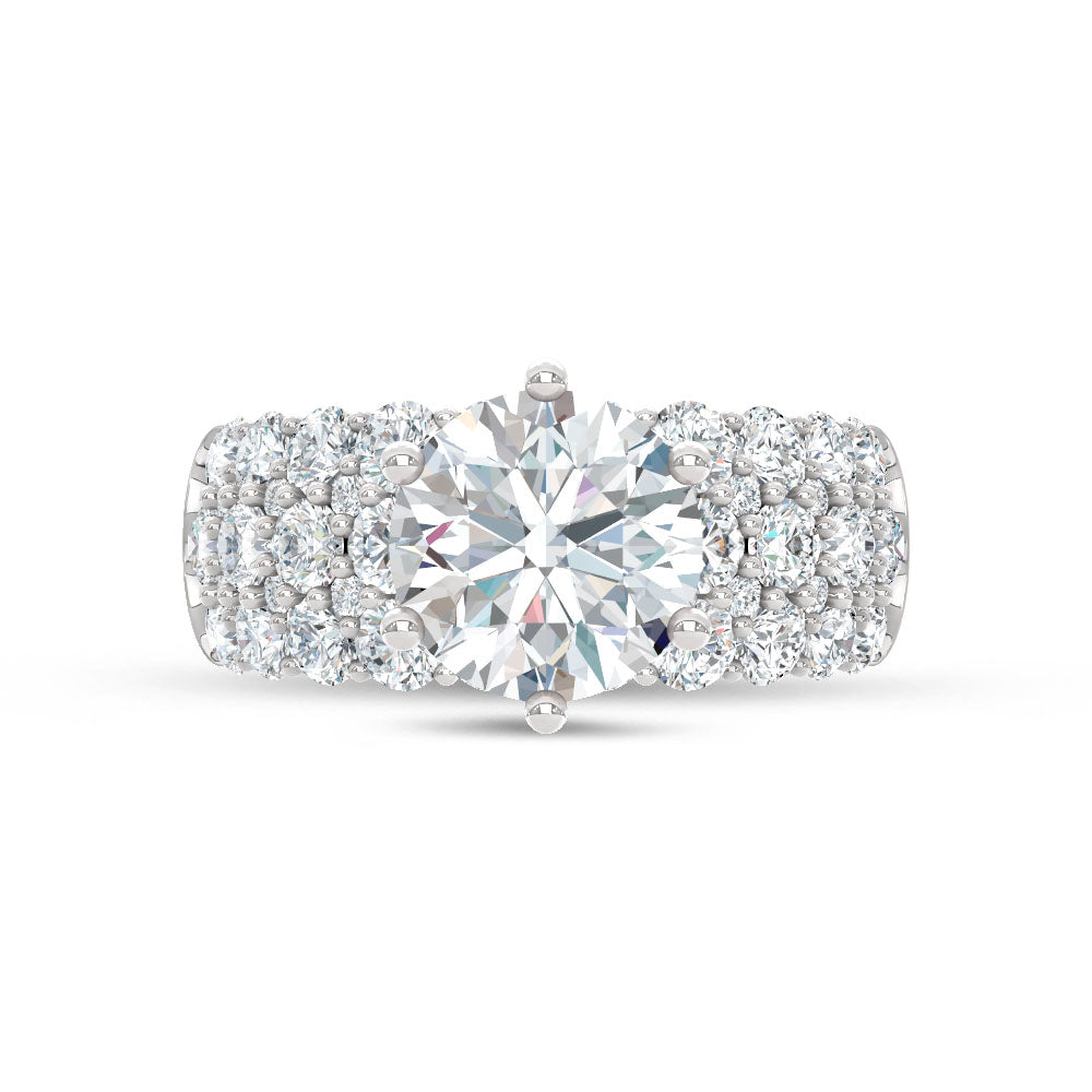 14K White Gold Lab Grown Diamond 5 1/2 Ct.Tw. Round Shape Engagement Ring ( Center 3 ctw)