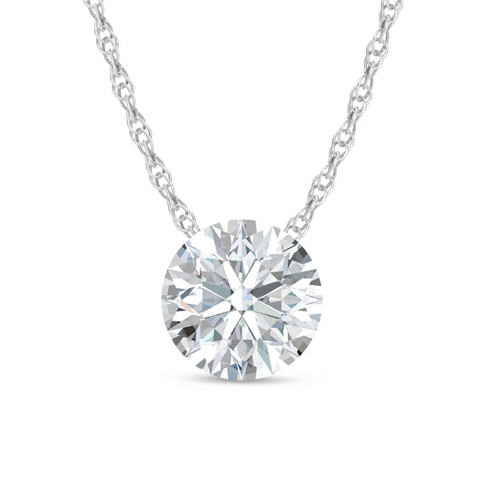 14K White Gold Lab Grown Diamond 2 Ct.Tw. Solitaire Slide Pendant