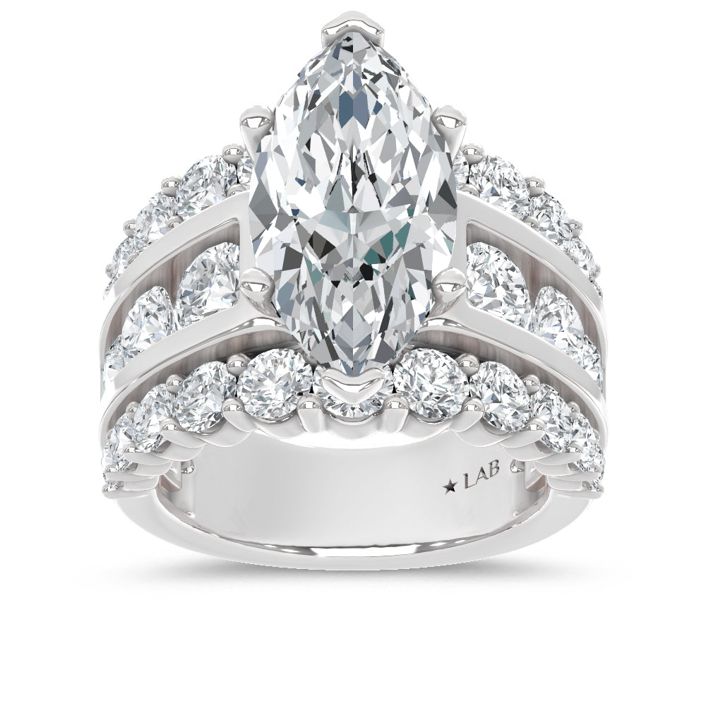 14K White Gold Lab Grown Diamond  9 Ct.Tw. Marquise Shape Engagement Ring
