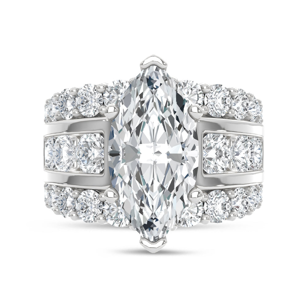 14K White Gold Lab Grown Diamond  9 Ct.Tw. Marquise Shape Engagement Ring