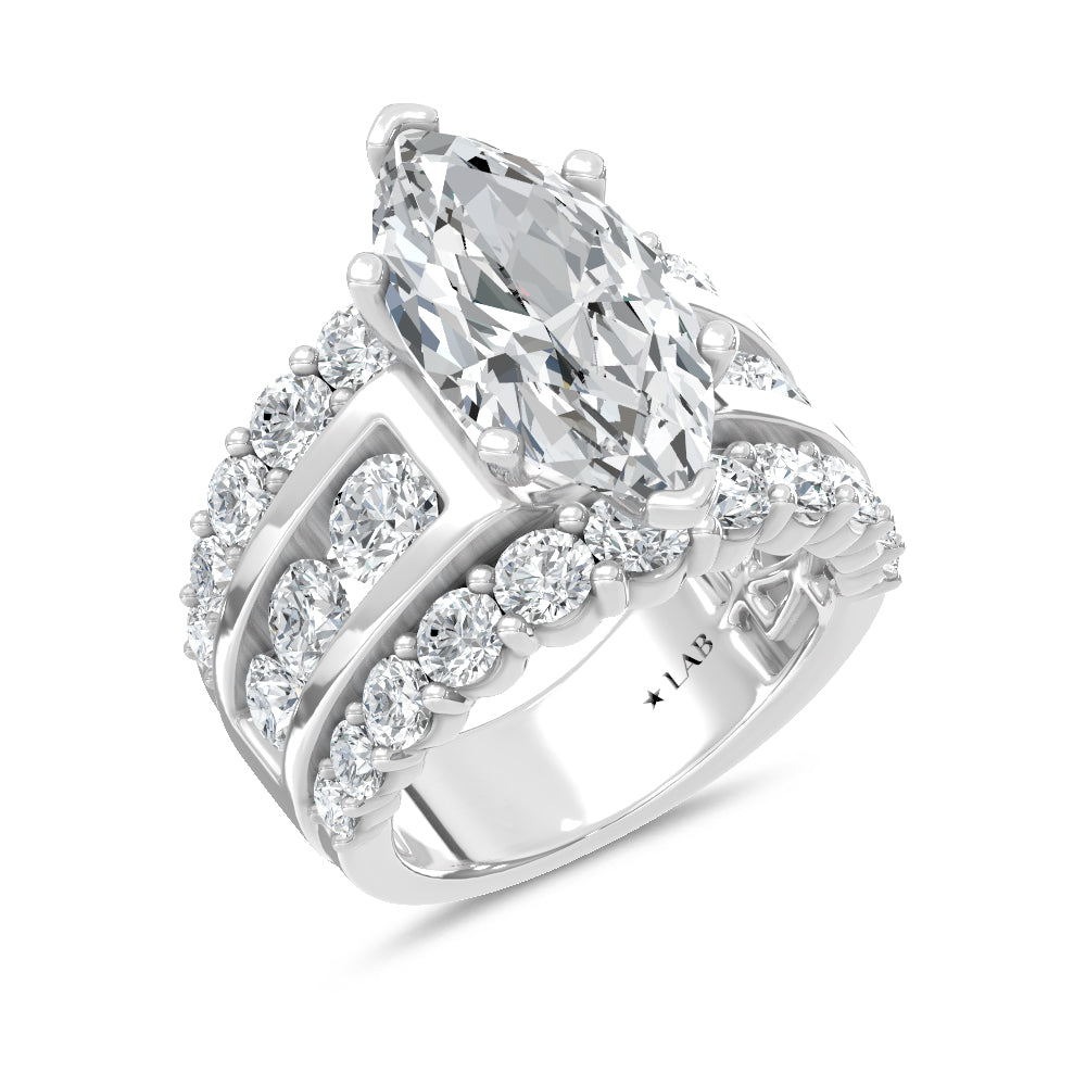 14K White Gold Lab Grown Diamond  9 Ct.Tw. Marquise Shape Engagement Ring